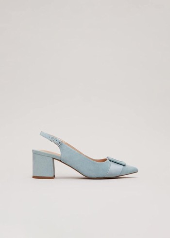 Phase Eight Suede Buckle Block Heels Light Green Australia | RK6357248